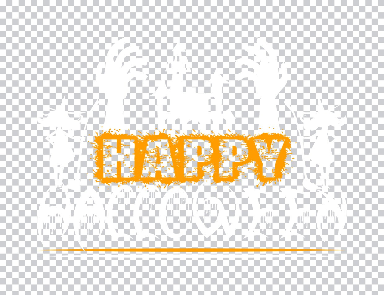 Distressed Happy Halloween Text DTF Transfer