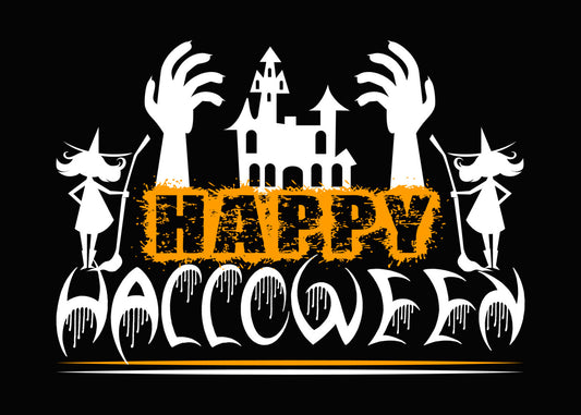 Distressed Happy Halloween Text DTF Transfer