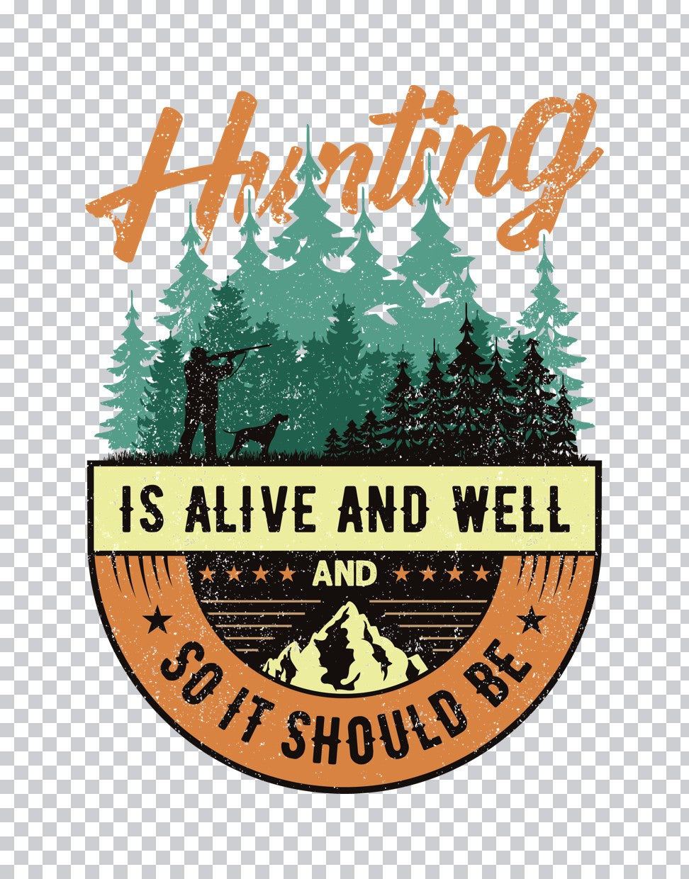 Hunter Silhouette Forest Backdrop DTF Transfer