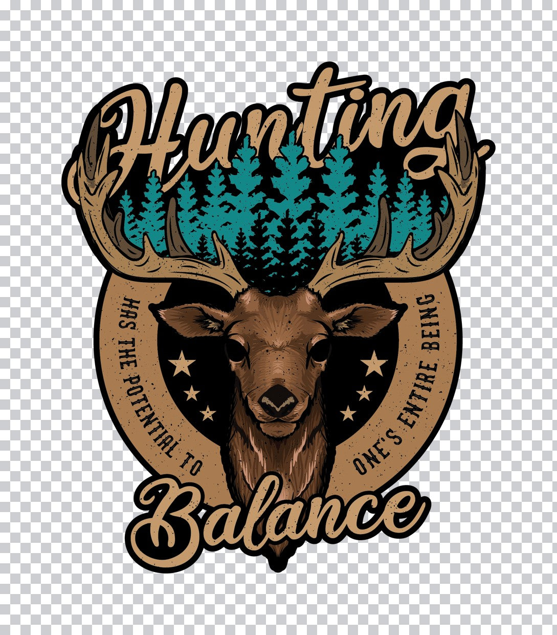 Hunting Balance Deer Antlers DTF Transfer