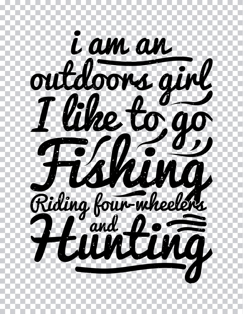 Outdoors Girl Fishing Hunting DTF Transfer