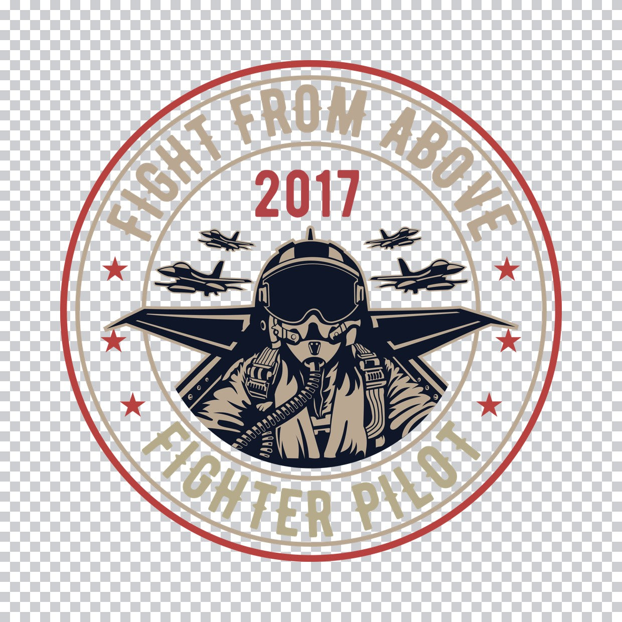 Fighter Pilot Patch Emblem DTF Transfer