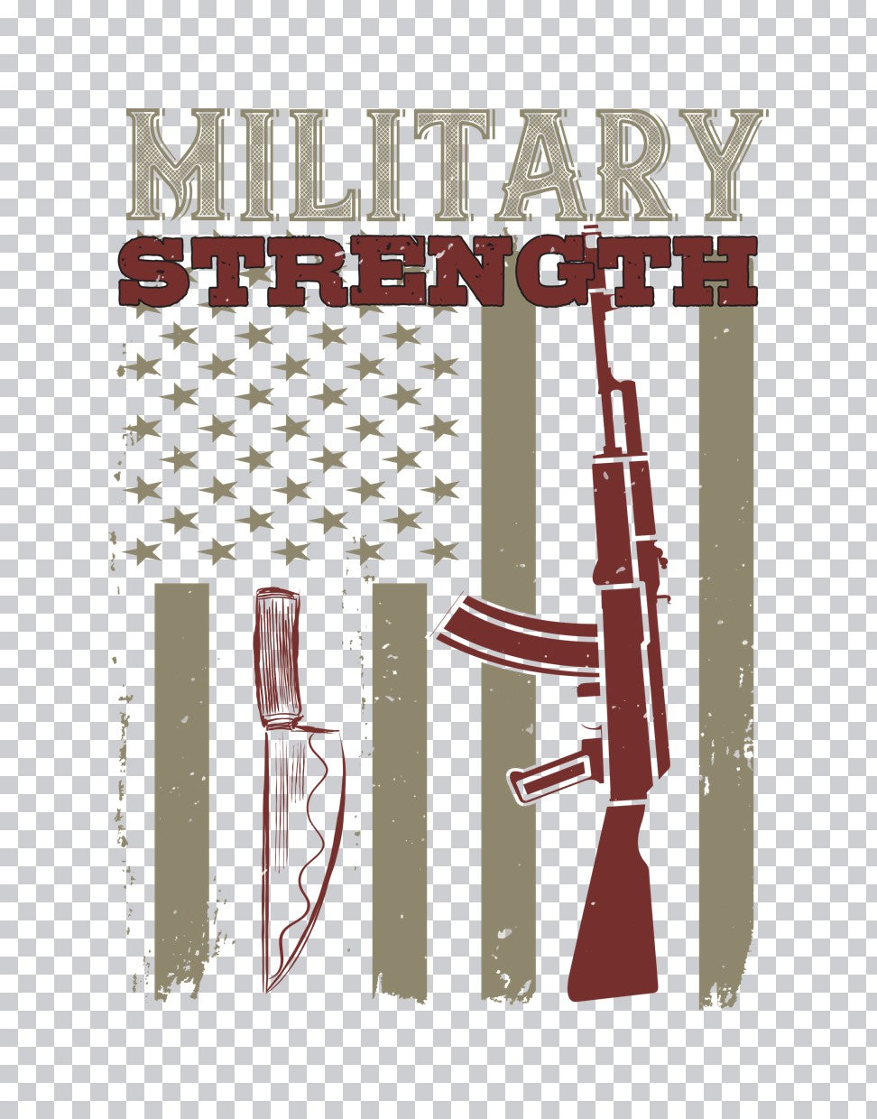 Military Strength Rifle Knife DTF Transfer