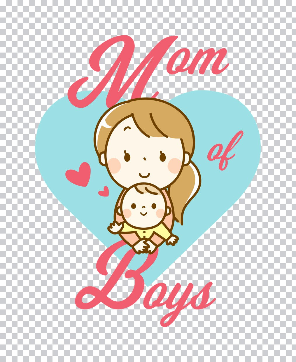 Mom of Boys Heart Illustration DTF Transfer