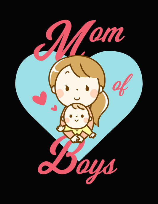Mom of Boys Heart Illustration DTF Transfer