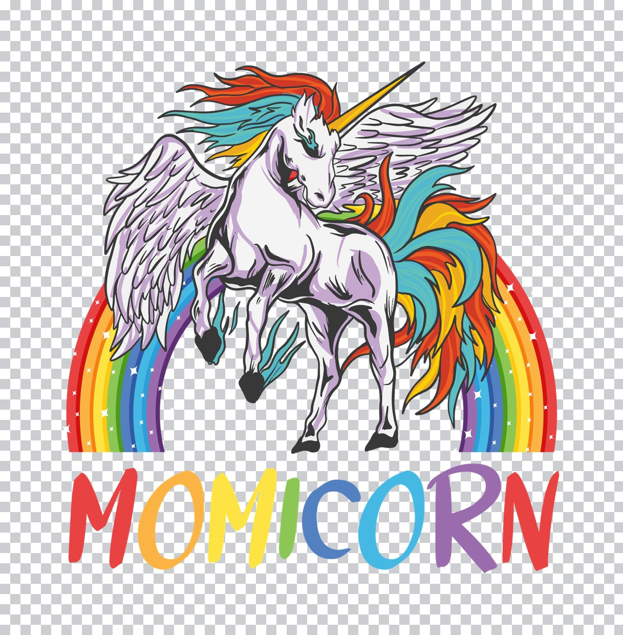 Momicorn Rainbow Unicorn DTF Transfer