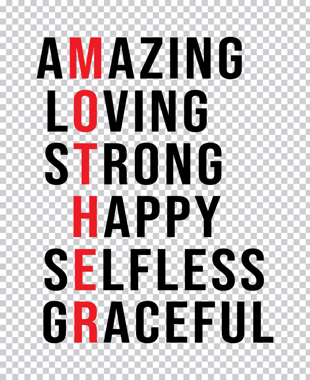 Amazing Mother Acrostic Typography DTF Transfer
