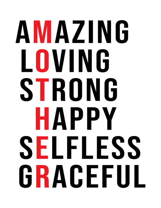 Amazing Mother Acrostic Typography DTF Transfer