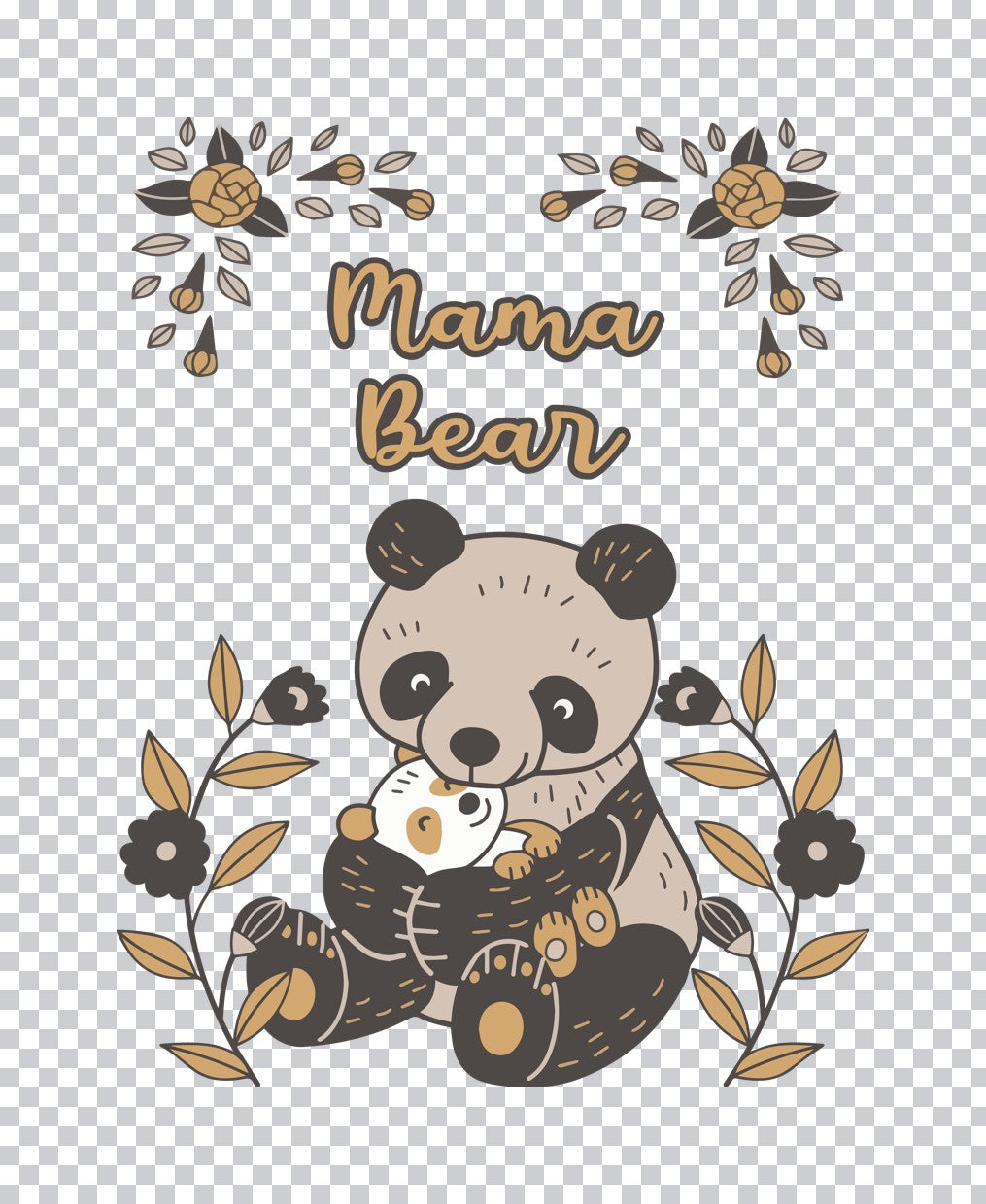 Mama Bear Panda Floral DTF Transfer