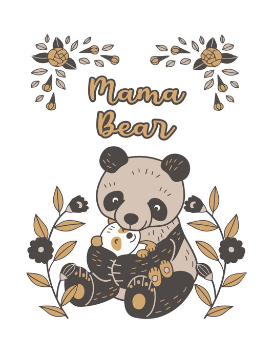 Mama Bear Panda Floral DTF Transfer