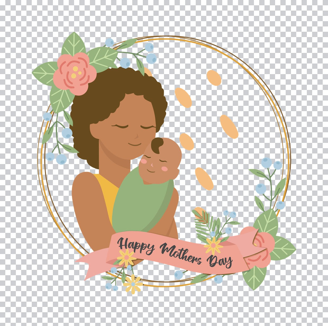 Happy Mother Floral Wreath DTF Transfer