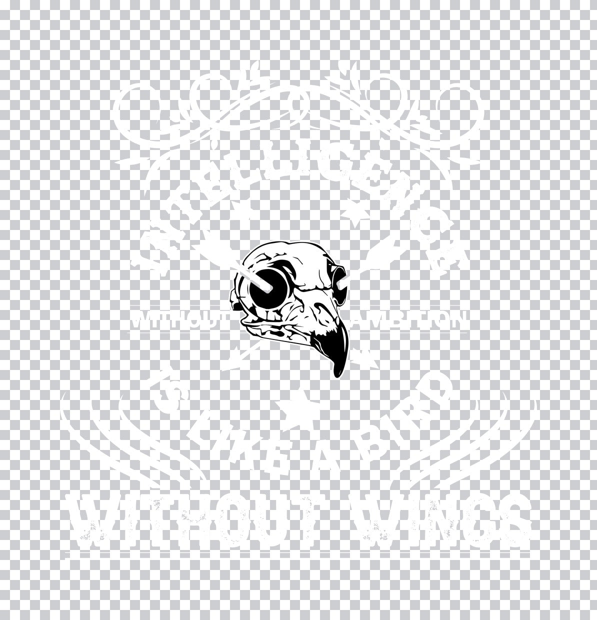 Stylized Bird Skull Art DTF Transfer