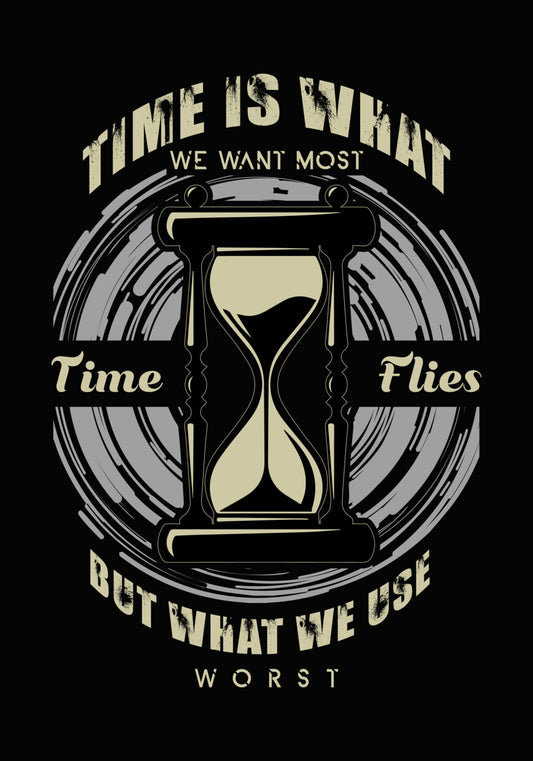 Hourglass Time Management Motif DTF Transfer