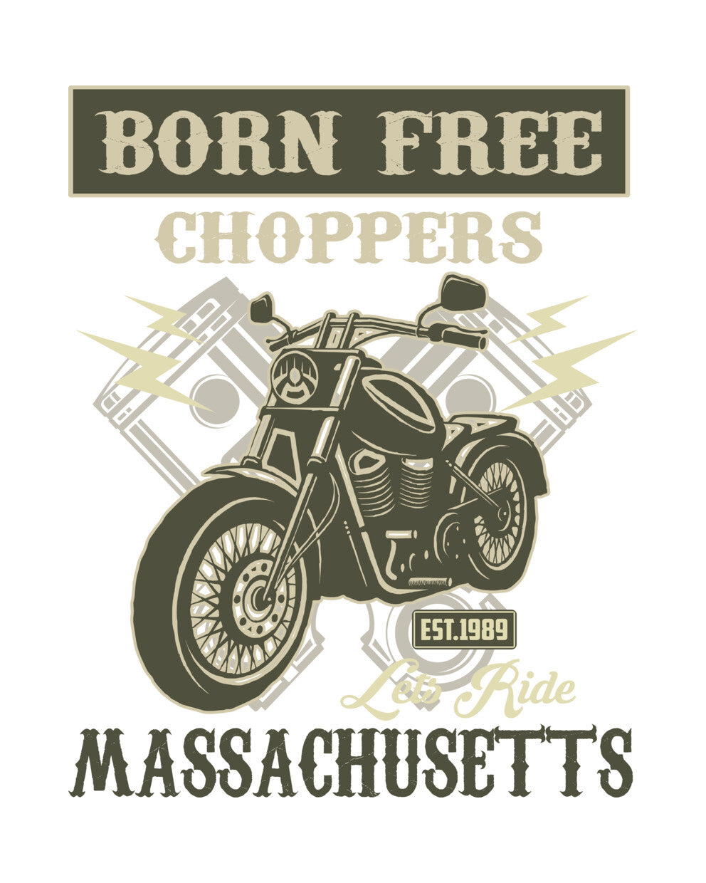 Born Free Massachusetts Chopper DTF Transfer