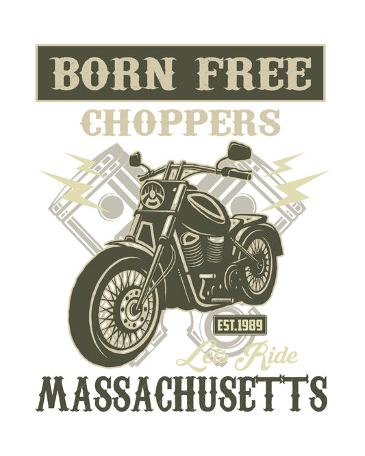 Born Free Massachusetts Chopper DTF Transfer