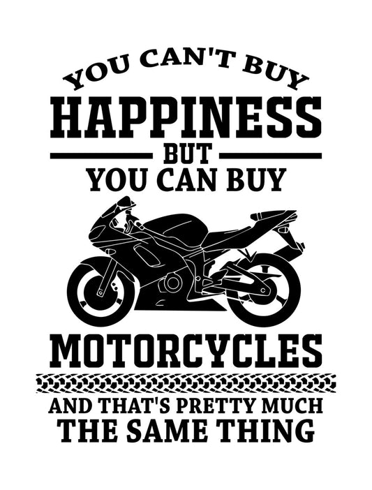 Motorcycle Happiness Quote DTF Transfer
