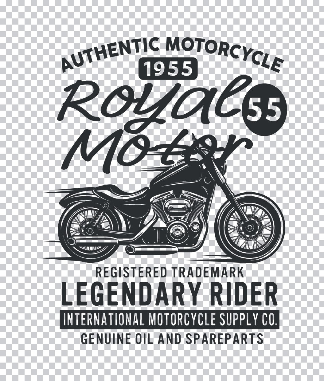 Vintage 1955 Royal Motorcycle DTF Transfer