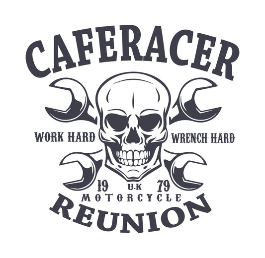Cafe Racer Skull Wrench DTF Transfer