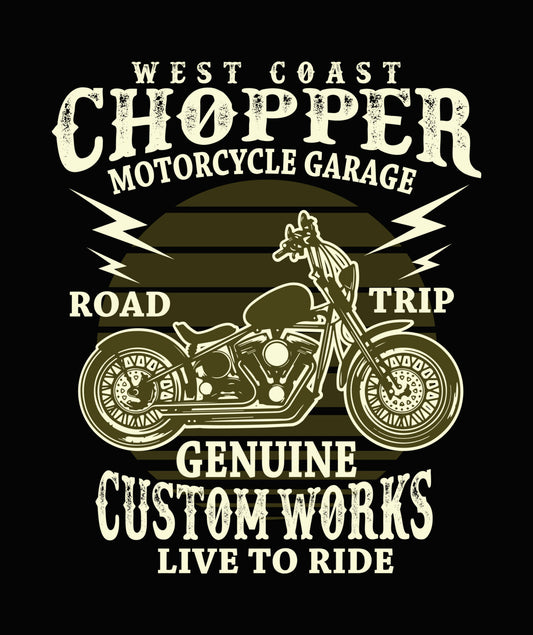 Vintage Chopper Sunset Design DTF Transfer