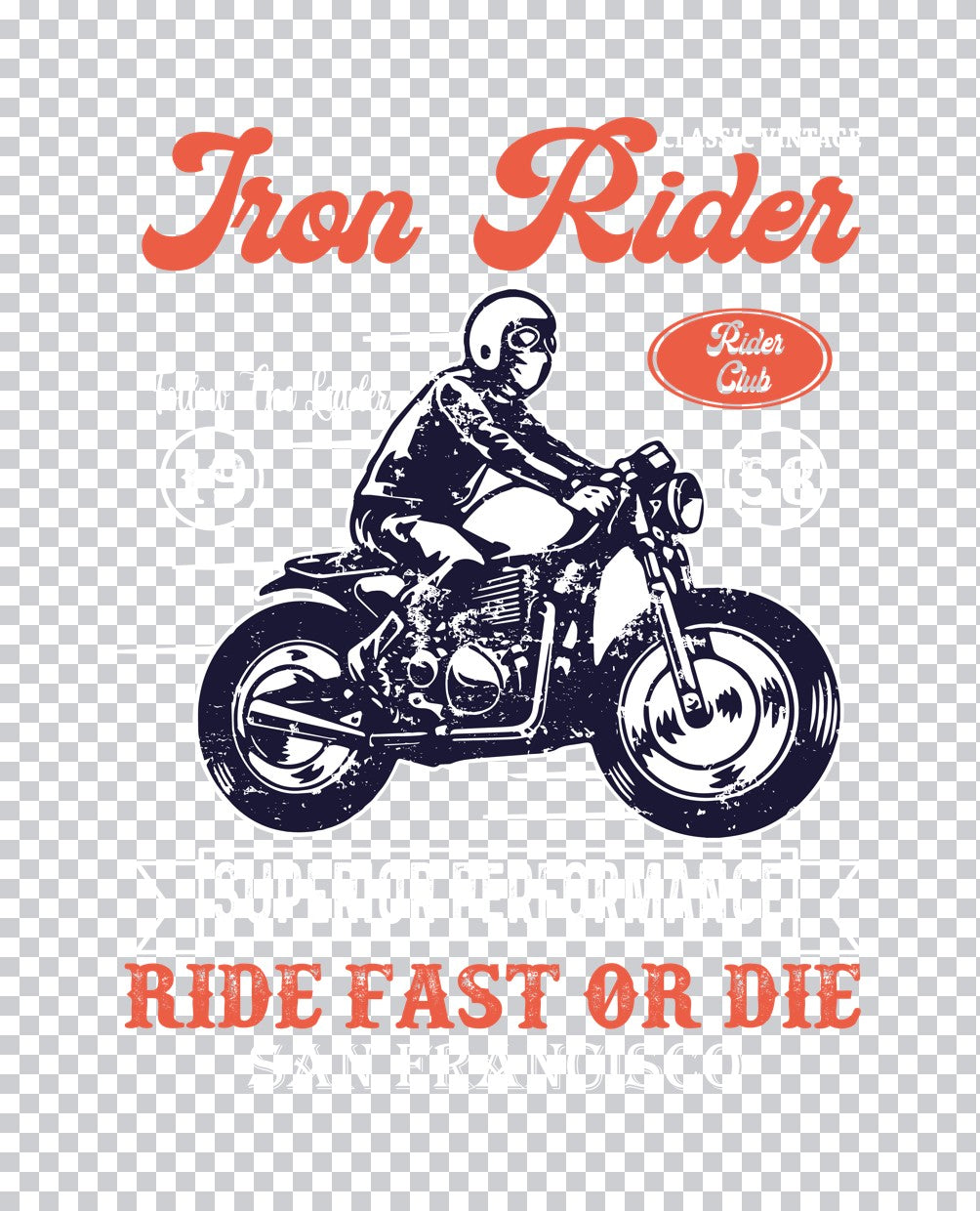 Iron Rider Vintage Motorcycle DTF Transfer