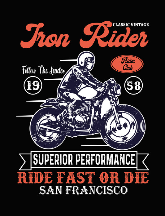 Iron Rider Vintage Motorcycle DTF Transfer