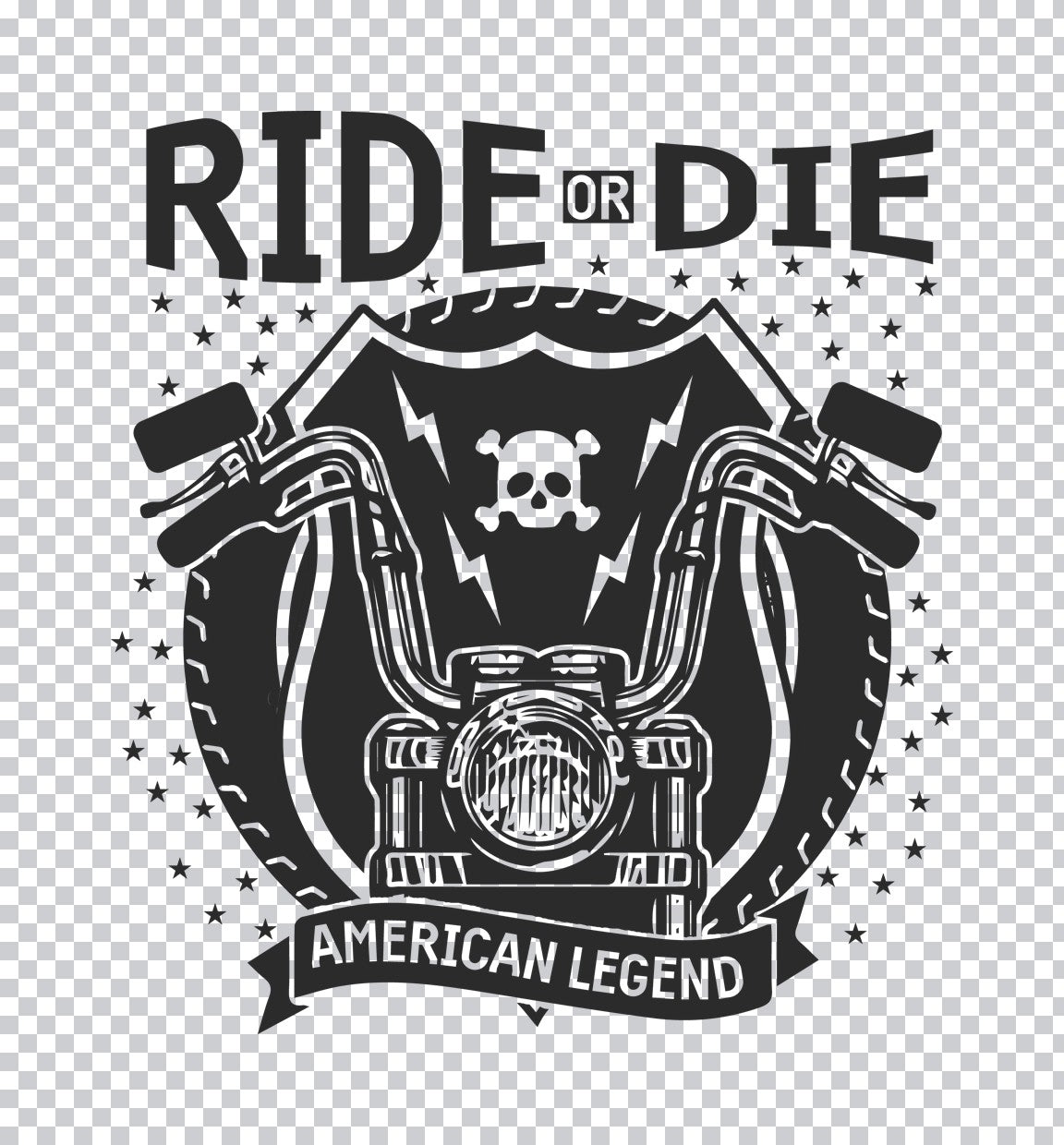 American Legend Biker Skull DTF Transfer
