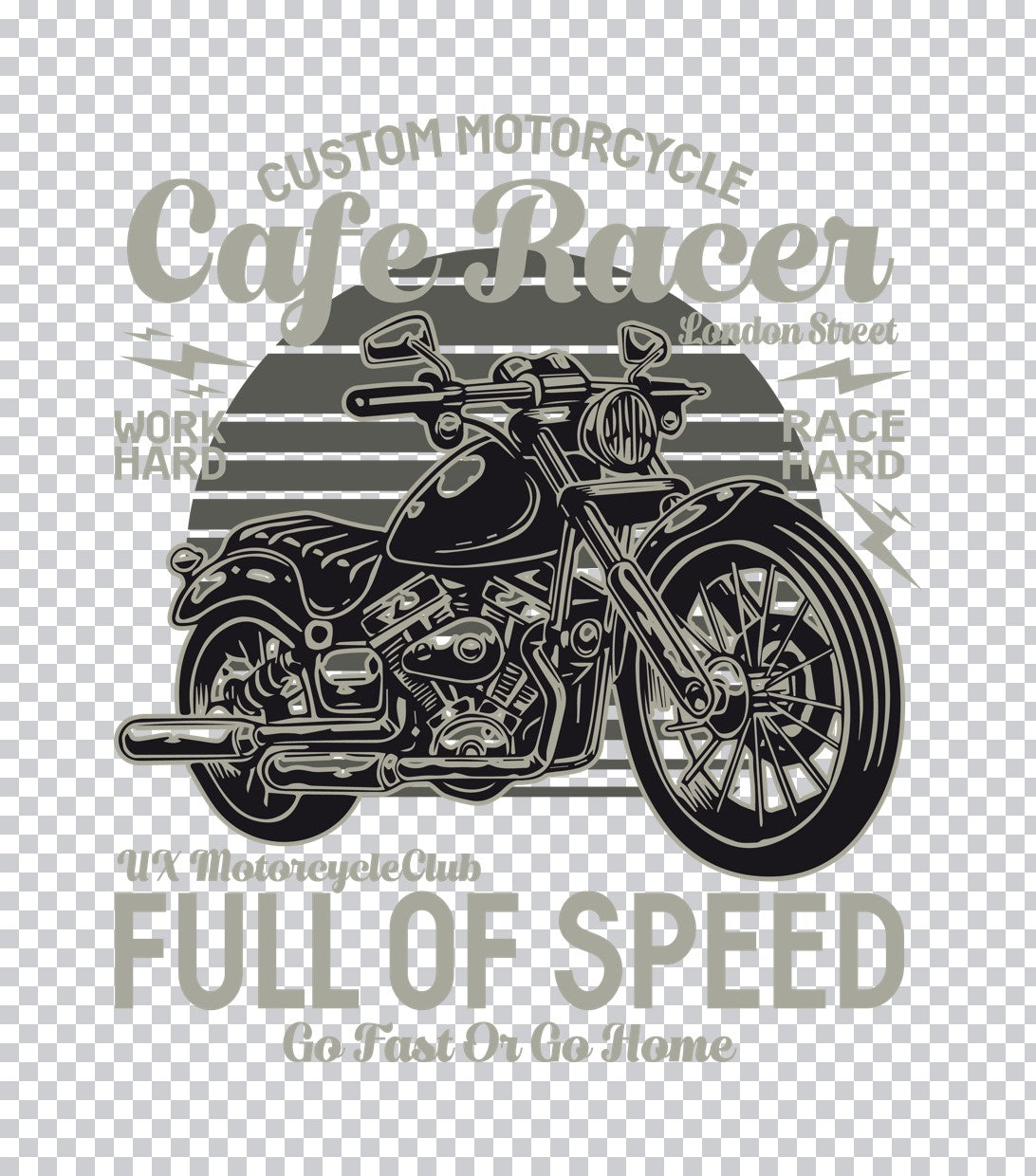 Cafe Racer Sunset Silhouette DTF Transfer