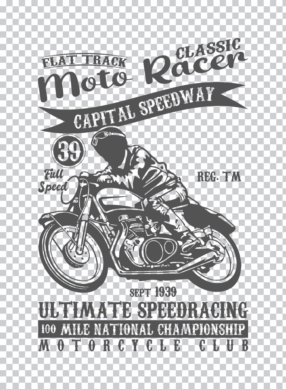 Vintage Flat Track Racer DTF Transfer