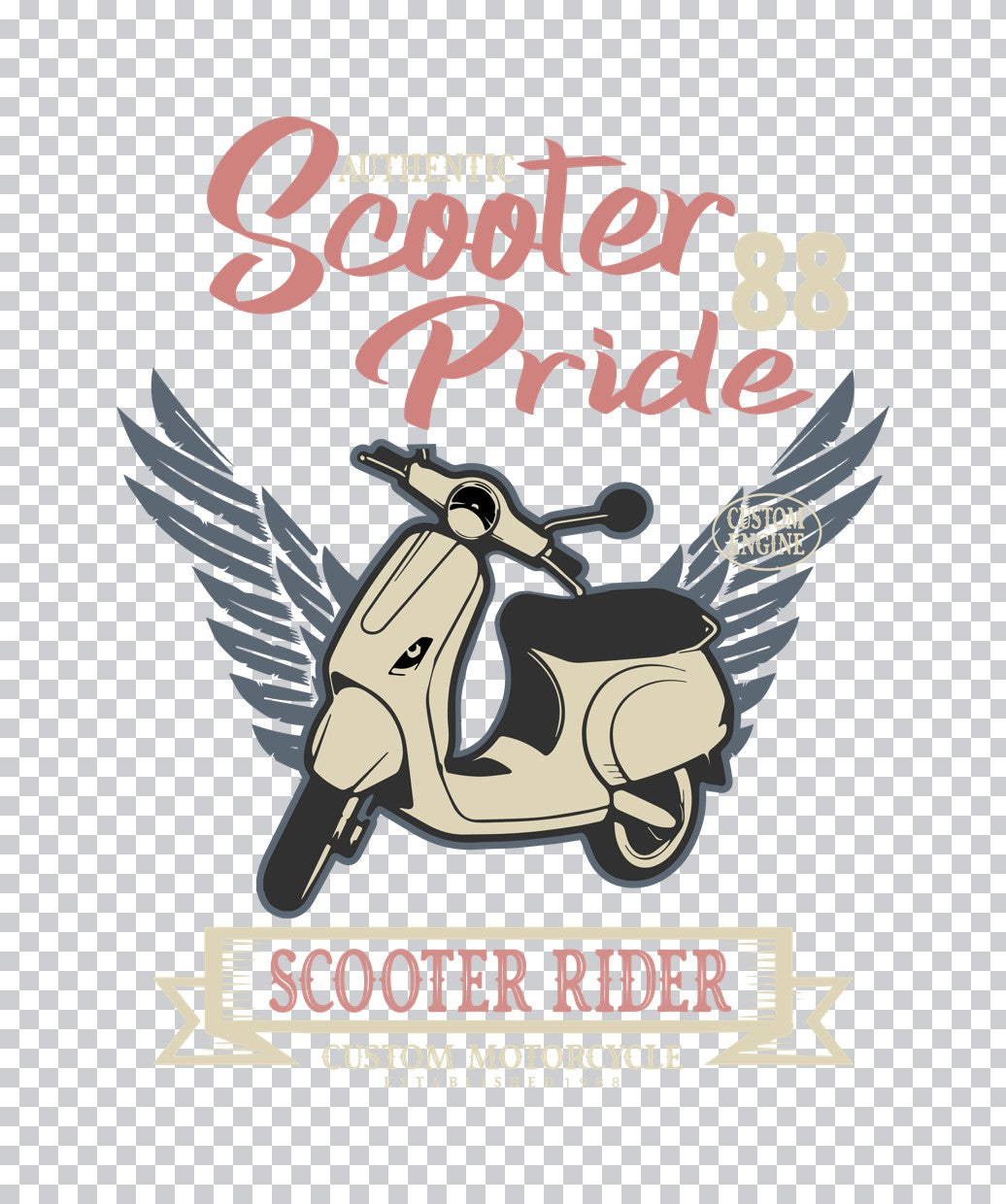 Scooter Pride Wings Design DTF Transfer