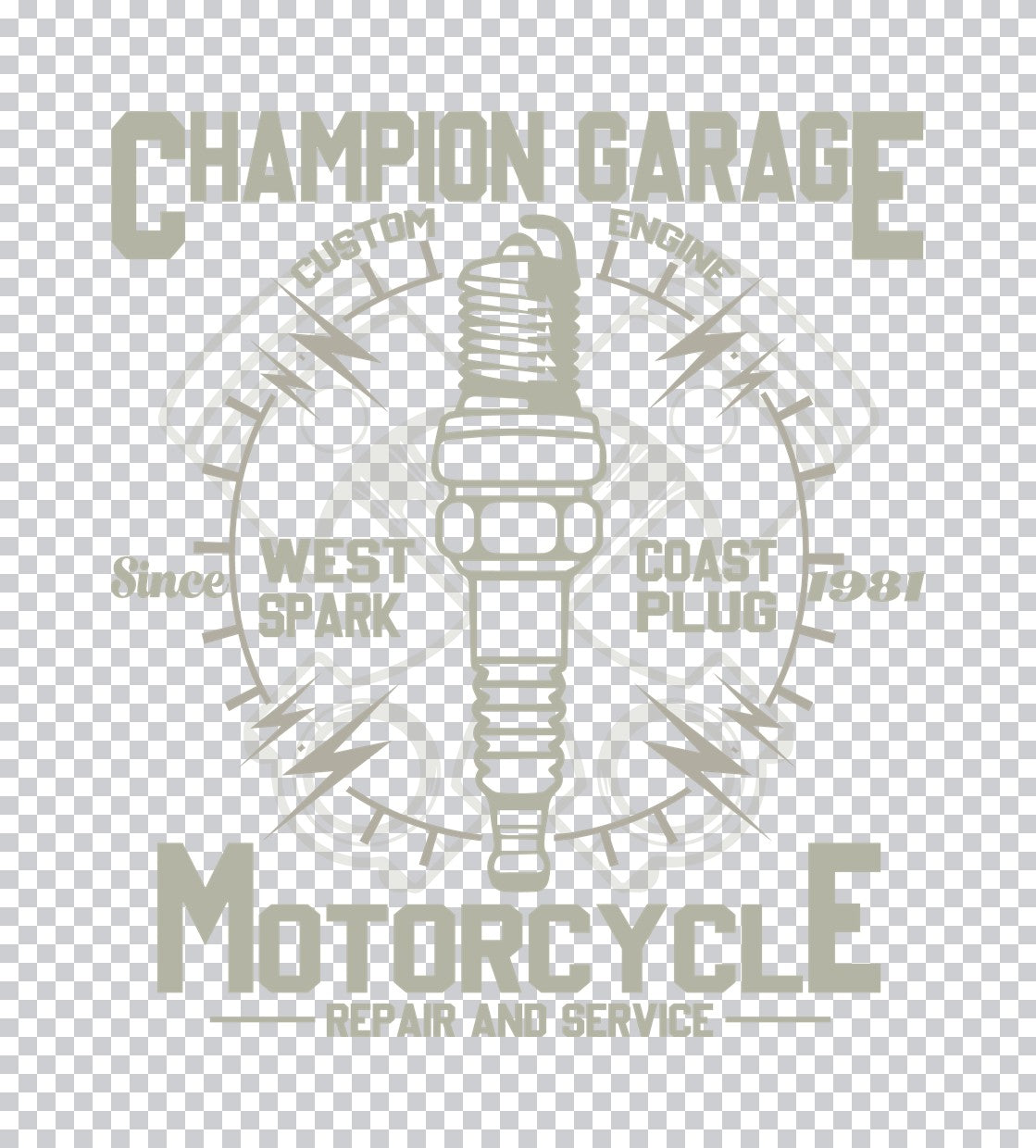 Champion Garage Motorcycle Repair DTF Transfer
