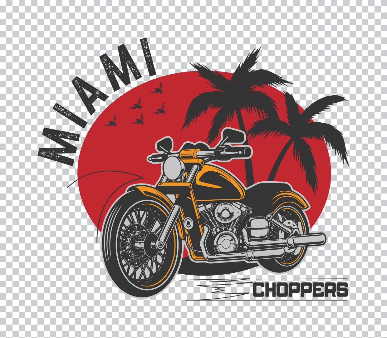 Miami Choppers Sunset DTF Transfer