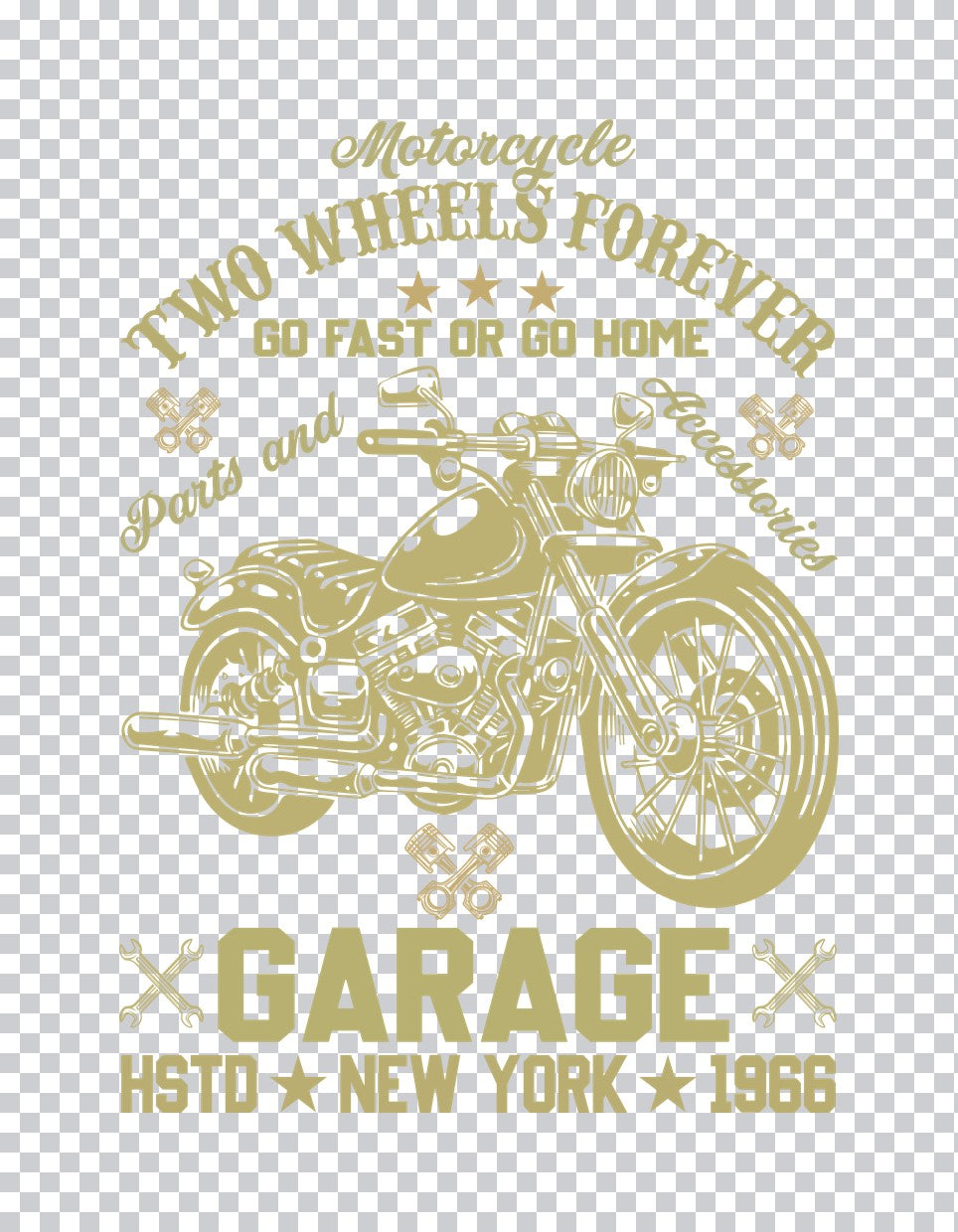Two Wheels Forever Garage DTF Transfer