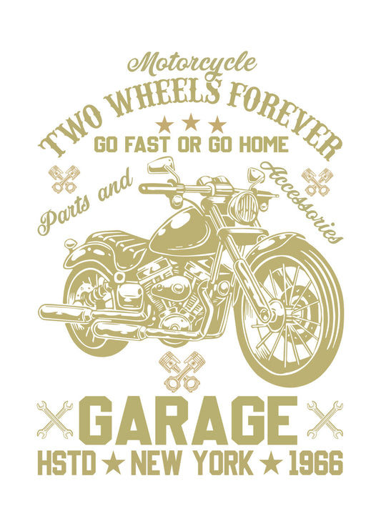 Two Wheels Forever Garage DTF Transfer