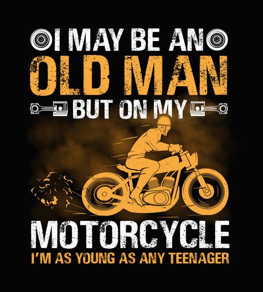 Old Man Motorcycle Rider DTF Transfer