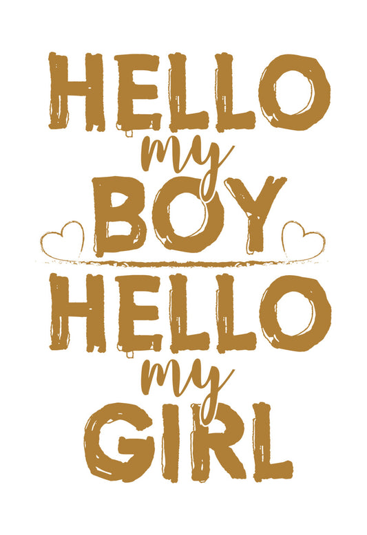 Hello My Boy Hello My Girl Hearts DTF Transfer
