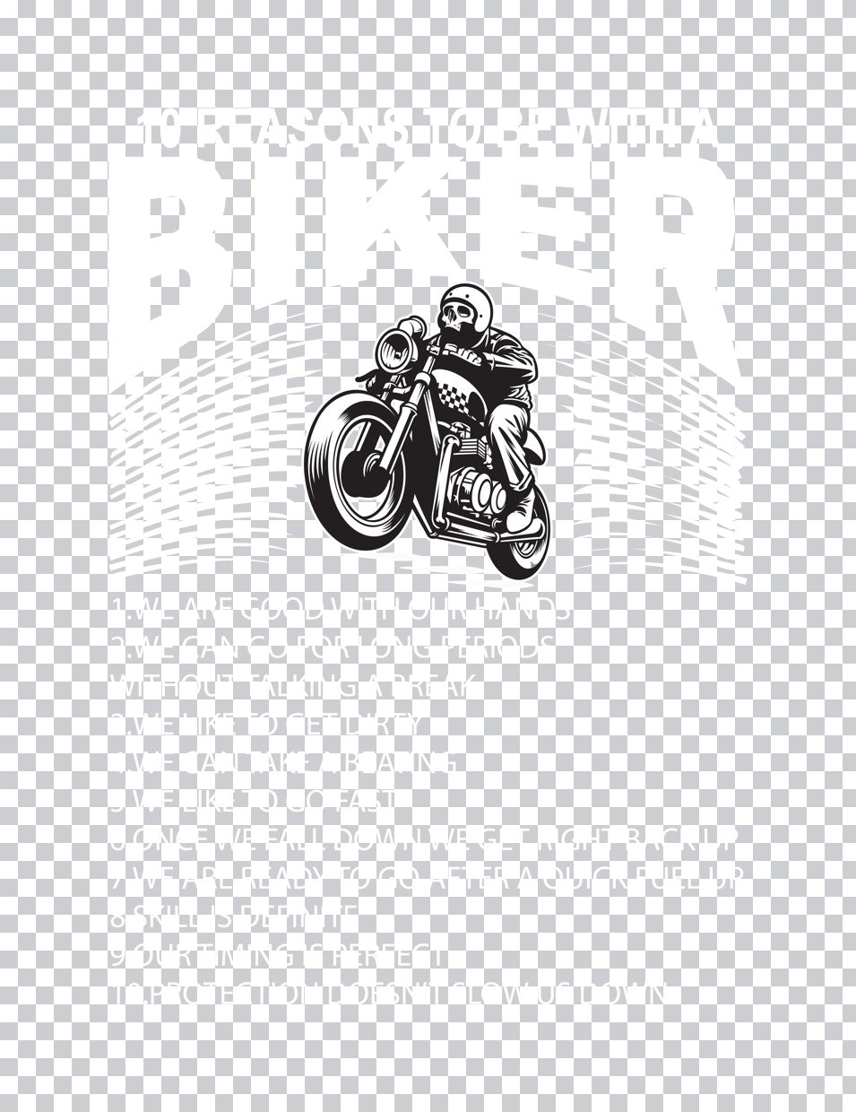 Skull Biker Wheelie DTF Transfer