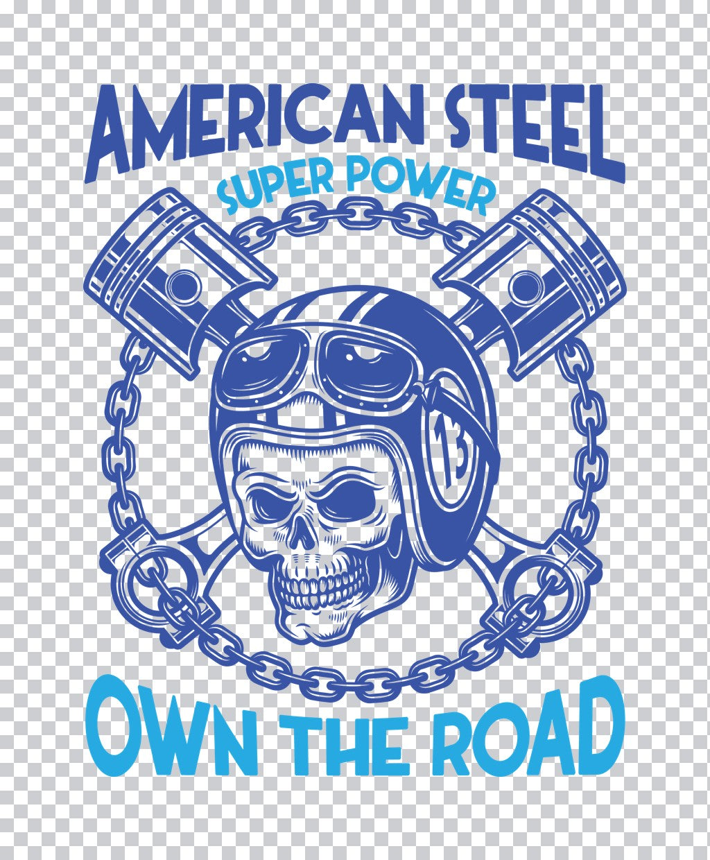 Skull Biker American Steel DTF Transfer