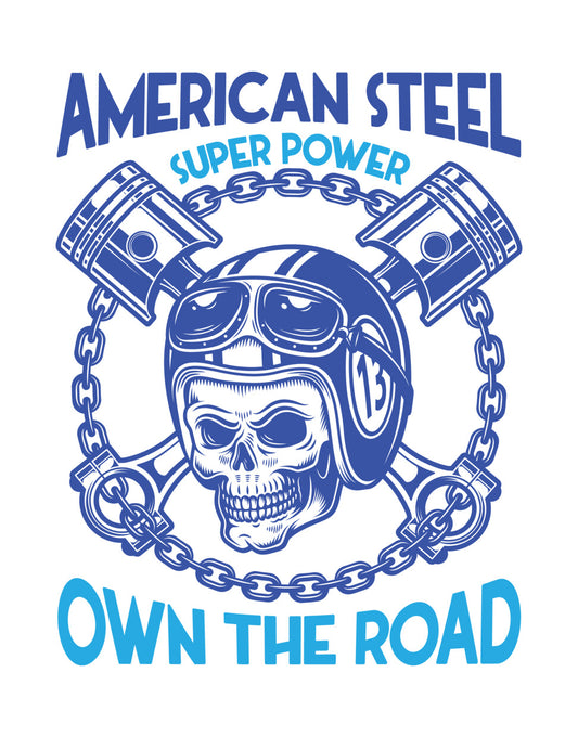 Skull Biker American Steel DTF Transfer
