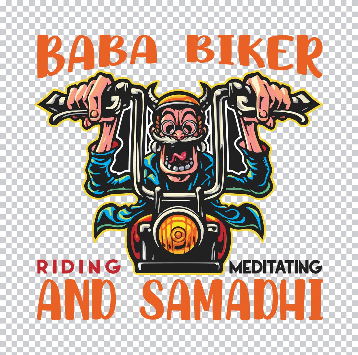 Baba Biker Riding Zen DTF Transfer