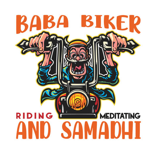 Baba Biker Riding Zen DTF Transfer