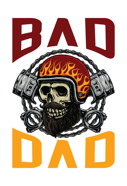 Bad Dad Motorcycle Skull DTF Transfer