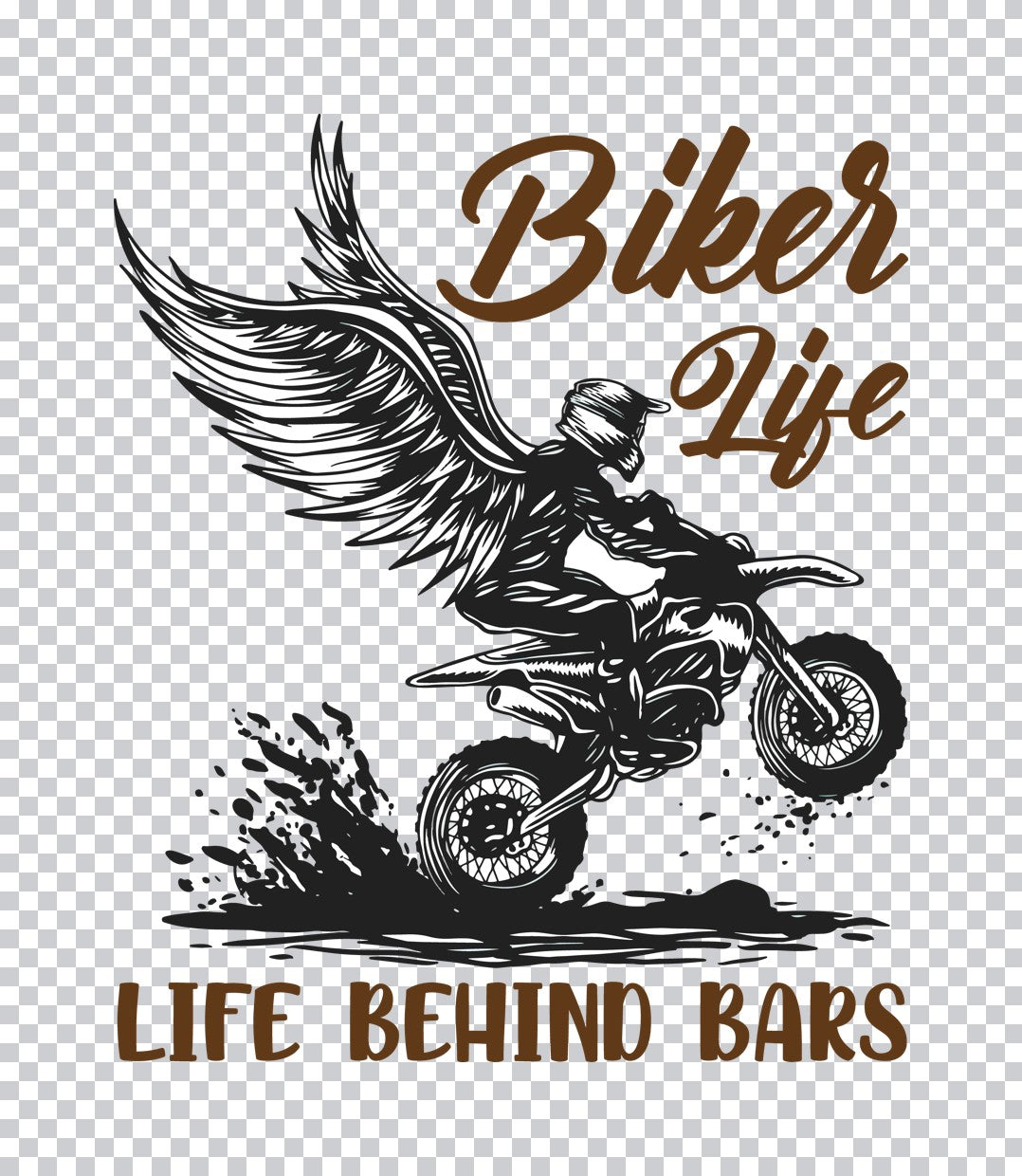 Winged Biker Life Dirtbike DTF Transfer