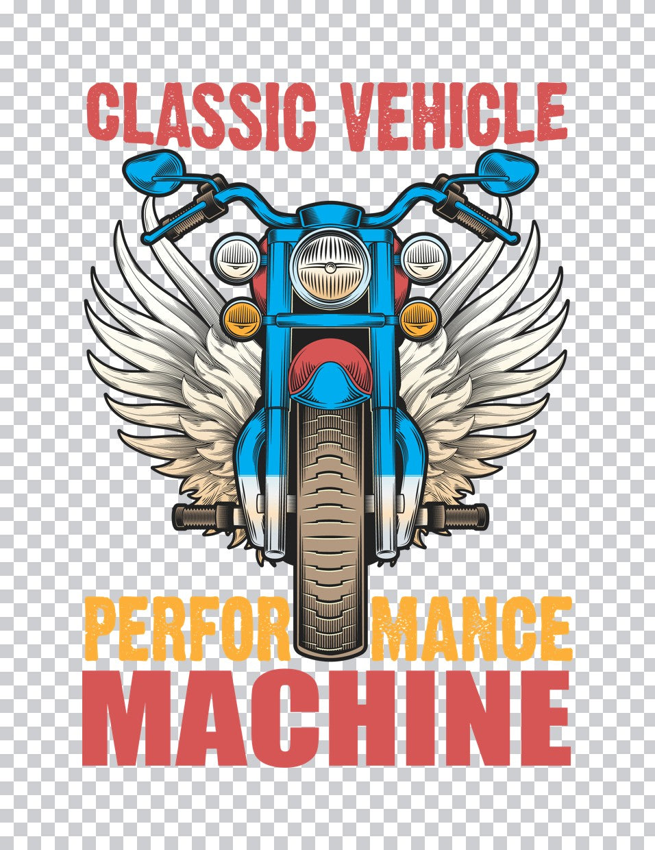 Winged Classic Motorcycle DTF Transfer