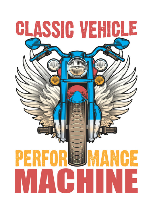 Winged Classic Motorcycle DTF Transfer