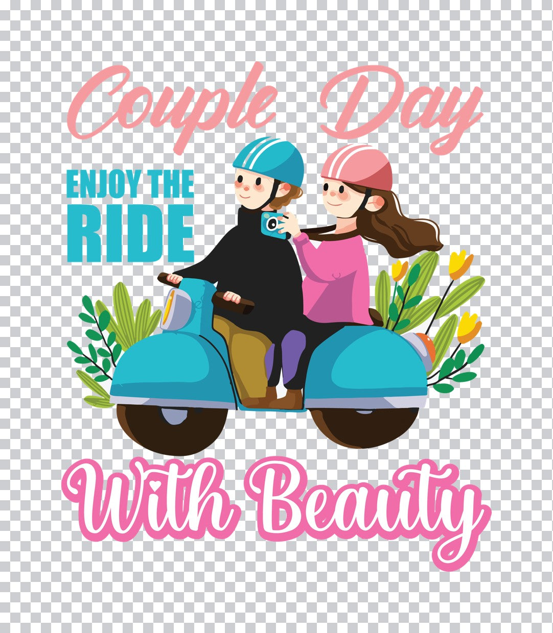 Couple Day Scooter Ride DTF Transfer