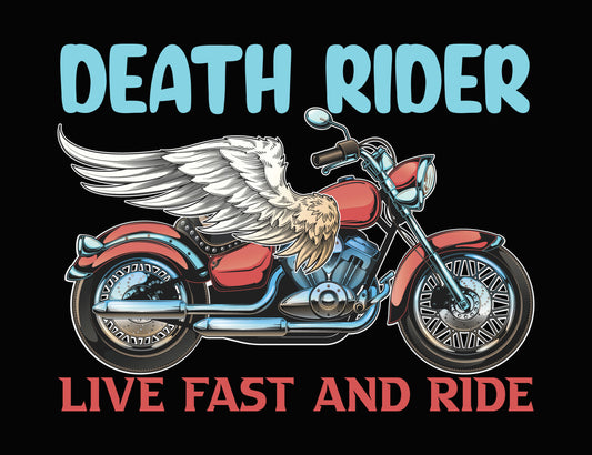 Winged Death Rider Motorcycle DTF Transfer