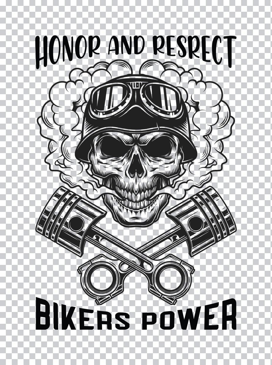 Biker Skull With Pistons DTF Transfer
