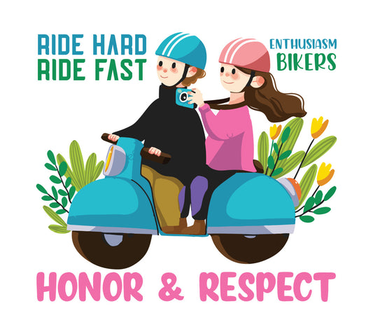 Scooter Couple Floral Ride DTF Transfer