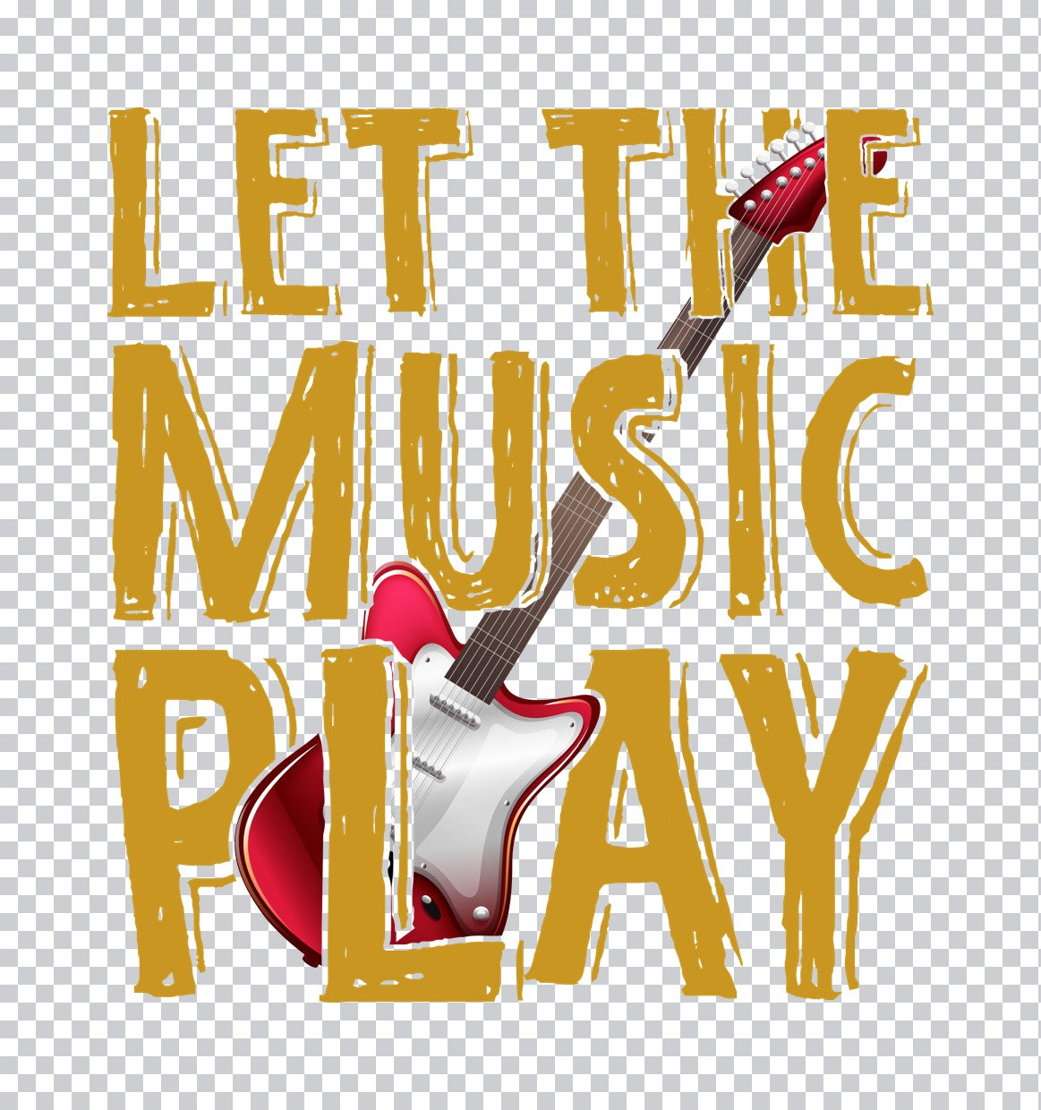 Let The Music Play Guitar DTF Transfer