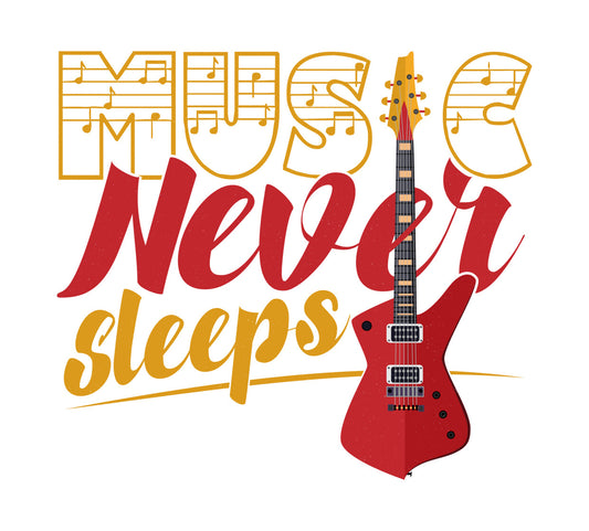 Music Never Sleeps Guitar DTF Transfer